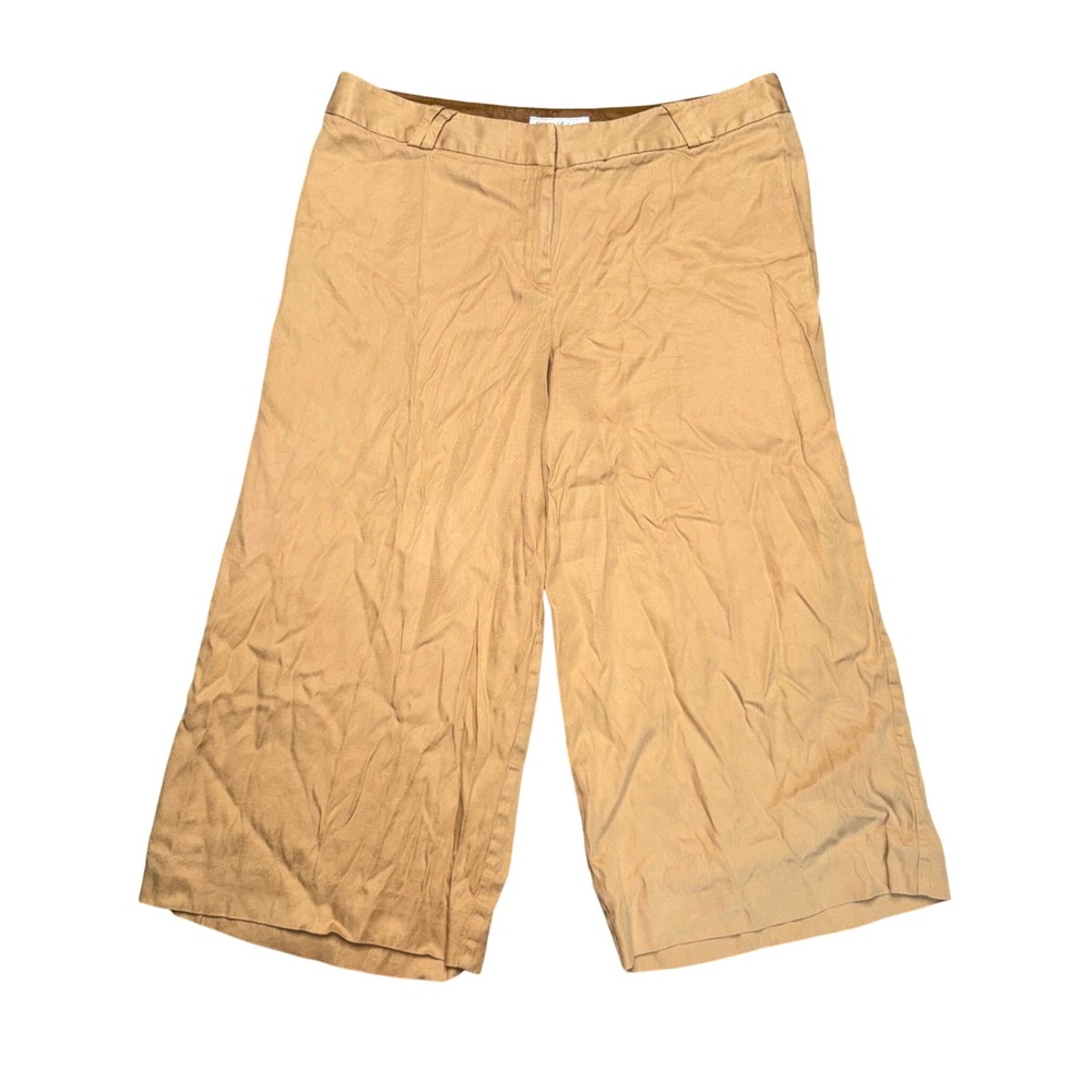 Tommy Bahama Silk Blend Culottes Women 8 Ochre Excellent Wide Leg Crop Pants